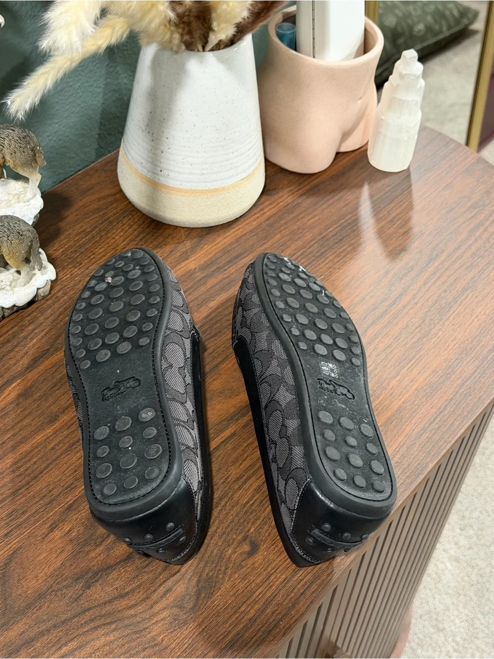 Coach Black Trim Brown Leather Slip-On Loafers